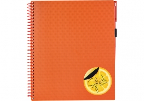 Блокнот "Splash" з ручкою на гумці, з кольоровою наліпкою,175х206мм, пластикова обклад, помаранчевий OPTIMA O20840-06