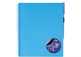 Блокнот "Splash" з ручкою на гумці, з кольоровою наліпкою,175х206мм, пластикова обклад, блакитний OPTIMA O20840-11