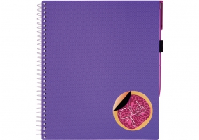 Блокнот "Splash" з ручкою на гумці, з кольоровою наліпкою,175х206мм, пластикова обклад, фіолетовий OPTIMA O20840-12