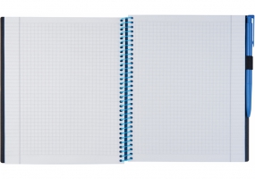 Блокнот "Splash" с ручкой на резинке, с цветовой наклейкой, 175х206мм, пластиковый обклад, т-синий OPTIMA O20840-24