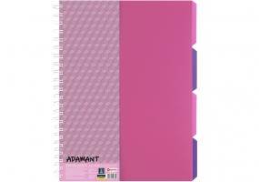 Блокнот Adamant: рожевий, A4 (200х285), пласт. обкл., спіраль, з розділ., блок з перф., 120, кліт. OPTIMA O20843-09