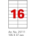 Етикетки самоклейні Optima 16шт. 105x37 мм, А4 100 арк. O25111