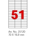 Етикетки самоклейні Optima 51шт. 70x16.9 мм, А4 100 арк. O25120