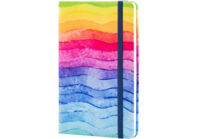 Деловая записная книжка Rainbow, А5, твердая обложка текстиль, резинка, блок клеточка OPTIMA O27190-04