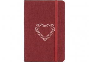 Деловая записная книжка Heart, А5, твердая обложка текстиль, резинка, блок клеточка OPTIMA O27191-03