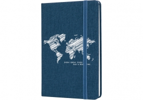 Деловая записная книжка Map, А5, твердая обложка текстиль, резинка, блок клеточка OPTIMA O27191-05