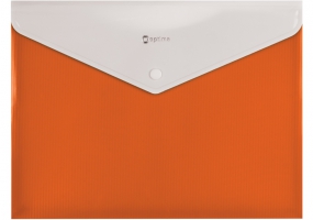 Папка-конверт А4 непрозрачная на кнопке Optima, 180 мкм, фактура "ПОЛОСА", оранжевая O31315-06