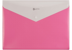 Папка-конверт А4 непрозора на кнопці Optima, 2 відділення, 180 мкм, фактура "Вишиванка", рожева O35206-09