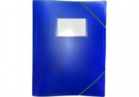 Папка пластиковая А4 на резинках, с карманом, синяя OPTIMA O35699-02