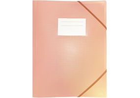 Папка пластиковая А4 на резинках, с карманцем, персиковая OPTIMA O35699-86
