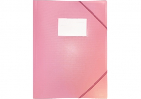 Папка пластиковая А4 на резинках, с карманом, пастельная розовая OPTIMA O35699-89