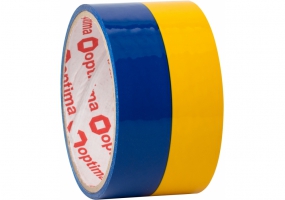 Стрічка клейка пакувальна 48 мм х 20 м Optima, жовто-блакитна O45360