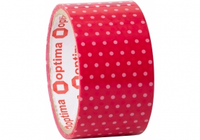 Лента клейкая упаковочная 48 мм х 20 м Optima, Dots розовый O45363
