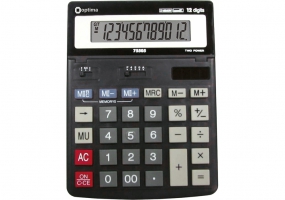 Калькулятор настільний Optima, 12 розрядів, розмір 200*150*27 мм O75505
