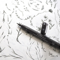 Лайнер браш Uni PIN Brush FINE LINE, темно-сірий PINBR-200(S) DARK GREY
