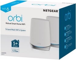 WiFi-система NETGEAR Orbi RBK752 AX4200 WiFi 6, MESH, 3xGE LAN, 1xGE WAN, бел. цв. (2шт.) RBK752-100EUS