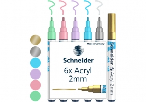 Маркер акриловий для декорат. та художніх робіт SCHNEIDER Paint-it 310 2мм Wallet Set2 6 кольорів S120196