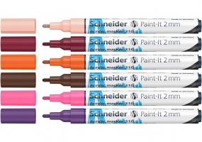 Маркер акриловый для декорат. и художественных работ SCHNEIDER Paint-it 310 2мм Wallet Set3 6 цветов S120197