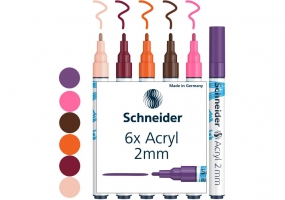 Маркер акриловый для декорат. и художественных работ SCHNEIDER Paint-it 310 2мм Wallet Set3 6 цветов S120197