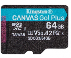 Карта памяти Kingston microSD   64GB C10 UHS-I U3 A2 R170/W70MB/s SDCG3/64GBSP