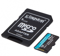 Карта пам'яті Kingston microSD   64GB C10 UHS-I U3 A2 R170/W70MB/s + SD SDCG3/64GB