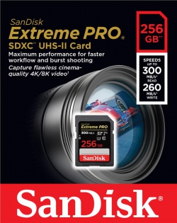 Карта памяти SanDisk SD  256GB C10 UHS-II U3 V90 R300/W260MB/s Extreme Pro SDSDXDK-256G-GN4IN