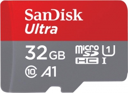 Карта памяти SanDisk microSD   32GB C10 UHS-I R100MB/s Ultra + SD SDSQUNR-032G-GN3MA