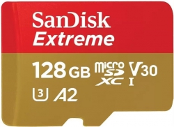 Карта памяти SanDisk microSD  128GB C10 UHS-I U3 R190/W90MB/s Extreme V30 + SD SDSQXAA-128G-GN6MA