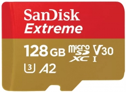 Карта памяти SanDisk microSD  128GB C10 UHS-I U3 R190/W90MB/s Extreme V30 SDSQXAA-128G-GN6MN