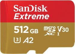 Карта пам'яті SanDisk microSD  512GB C10 UHS-I U3 R190/W130MB/s Extreme V30 + SD SDSQXAV-512G-GN6MA