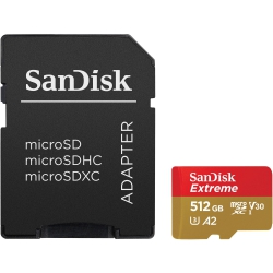Карта памяти SanDisk microSD  512GB C10 UHS-I U3 R190/W130MB/s Extreme V30 + SD SDSQXAV-512G-GN6MA