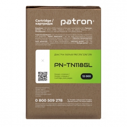 Тонер-картридж совместимый Konica Minolta tn118 280 г green label Patron (pn-tn118gl) T-PN-MTN118-280