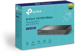 Коммутатор TP-LINK TL-SF1008LP 8x1FE/4xPoE 41W неуправляемый 250м