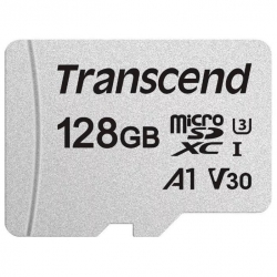 Карта памяти Transcend microSD 128GB C10 UHS-I R100/W40MB/s + SD TS128GUSD300S-A