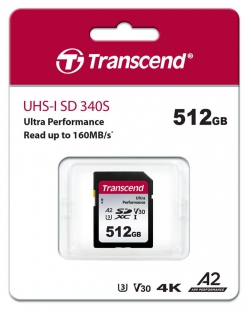 Карта памяти Transcend SD 512GB C10 UHS-I U3 A2 R160/W90MB/s 4K TS512GSDC340S
