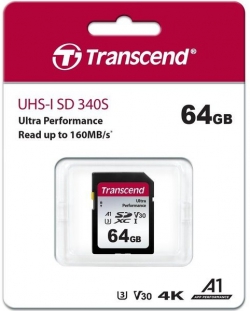Карта памяти Transcend SD  64GB C10 UHS-I U3 R160/W50MB/s 4K TS64GSDC340S