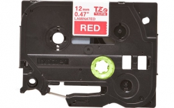 Термо-стрічка Brother 12mm ламінована, білим на червоному TZE435