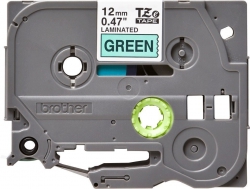Термо-лента Brother 12mm ламинированная, черный на зеленом TZE731
