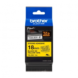 Стрічка Brother 18mm суперклейка, чорний на жовтому TZES641