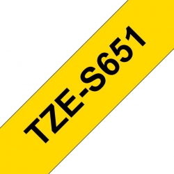 Термо-лента Brother 24mm сверхклейкая, черный на желтом TZES651