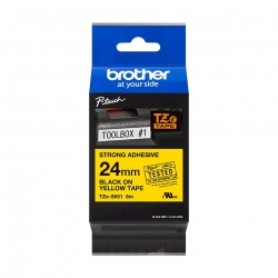 Стрічка Brother 24mm суперклейка, чорний на жовтому TZES651