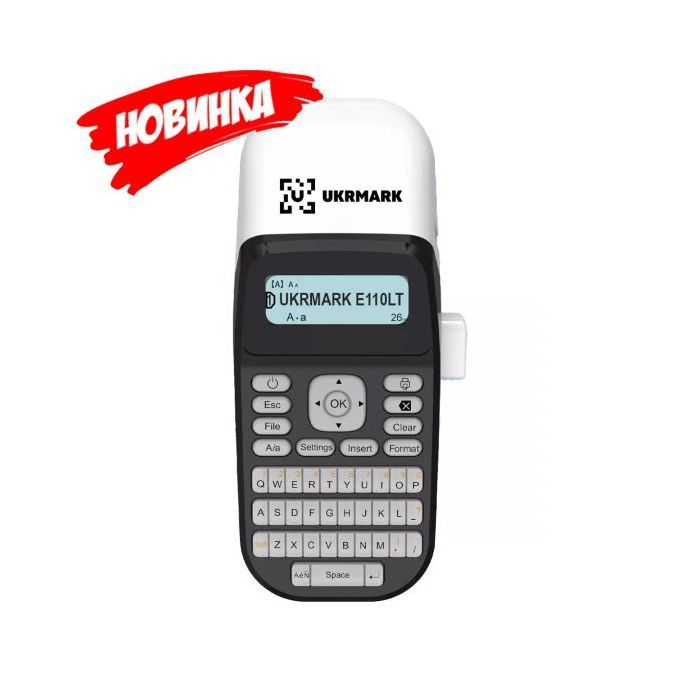 Принтер етикеток UKRMARK E110LT, Bluetooth, QR та штрих-коди, сумісний з картриджами DYMO LT (900450)