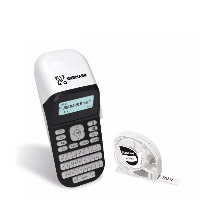 Принтер етикеток UKRMARK E110LT, Bluetooth, QR та штрих-коди, сумісний з картриджами DYMO LT (900450)