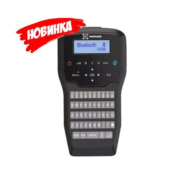 Принтер етикеток UKRMARK E2800, Bluetooth, QR та штрих-коди, сумісний з картриджами DYMO D1, 6–12 mm (900449)
