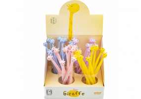 Ручка шариковая Giraffe, гелевая синяя. 4 дизайна ассорти в цветном дисплее. MAXI Z19075