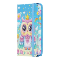 Книга записная OWL на резинке, А7, 80 л., ячейка, офсет крем., тв.лам.обл., голубая, KIDS LINE ZiBi ZB.117102
