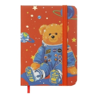Книга записная BEAR на резинке, А7, 80 л., клетка., офсет крем., тв.лам.обл., оранжевая, KIDS LINE ZiBi ZB.117103