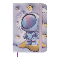 Книжка записна ASTRONAUT на гумці, А7, 80 арк., клітинка., офсет крем., тв.лам.обл., фіолетова, KIDS LINE ZiBi ZB.117104