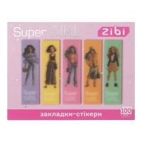Закладки сверкающие SUPER GIRL, с клейким слоем, 55x15 мм, 5 диз. по 20 л. ZiBi ZB.15350