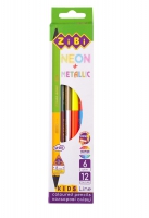 Карандаши цветные Double Neon+Metallic, 6 шт. (12 цветов), KIDS LINE ZiBi ZB.2465